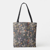 Boho-Aquarell-Wildblumen-Kohle-Blumenmuster Tasche (Rückseite)