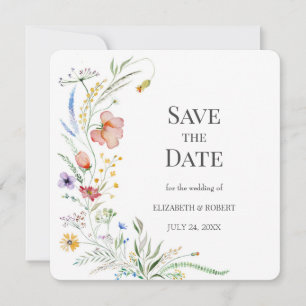 Boho-Aquarell-Wildblumen Save-The-Date-Karte Einladung