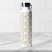 Boho-Aquarell-Wildblumen-Wasserflasche
