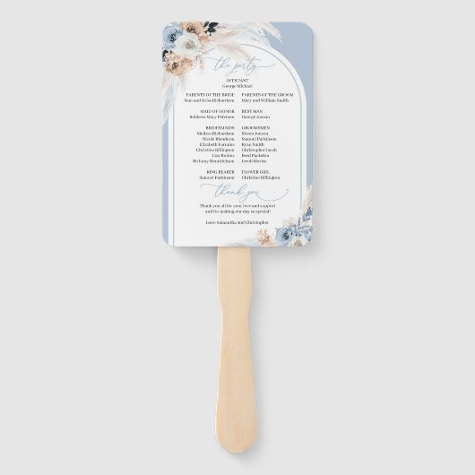 Boho Aquarellblau und Rost tropischer Bogen Fächer (Rückseite)