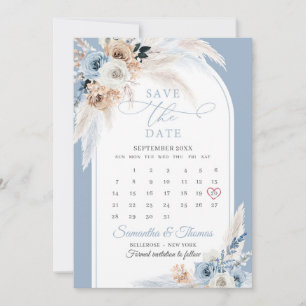 Boho Aquarellblau und Rost tropischer Bogen Save The Date