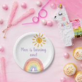 Boho Aquarellbogen und Sonnenpapierplatte Pappteller (Party)