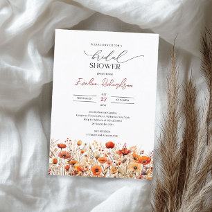 Boho Aquarellfarben orange gelbe Wildblumen Einladung