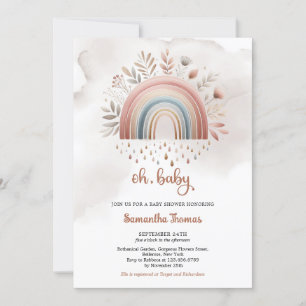 Boho Aquarellfarben Pastellfarben Regenbogenblüte Einladung