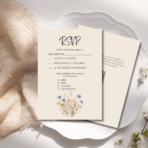 BOHO Aquarellfarben Wildblumen Elegante Beige Hoch RSVP Karte