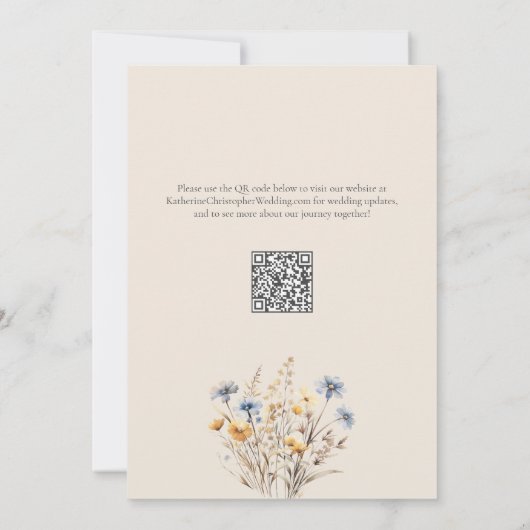 BOHO Aquarellfarben Wildblumen Elegante Beige Hoch Save The Date (Rückseite)