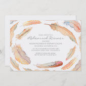 Boho Aquarellfedern Stammesessen Probe Einladung (Vorne/Hinten)