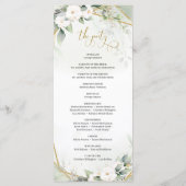 Boho Aquarellgoldrahmen Grün und weiße Rose Programm (Rückseite)