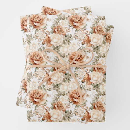 Boho Aquarellgrün und Terrakotta-Rose Geschenkpapier Set (Beispiel)