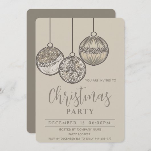 Boho Aquarellkugeln Weihnachtsbällchen Firmenfeier Einladung (Vorne/Hinten)