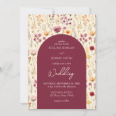 Boho Aquarellmauve Elfenbein-Gelbe Wildblütenblüte Einladung (Vorderseite)