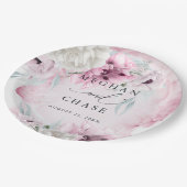 BOHO Aquarellpinken Papierplatte Pappteller (Schrägansicht)