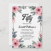 Boho Aquarellrahmen Rustikal 50. Geburtstag Einladung (Vorderseite)