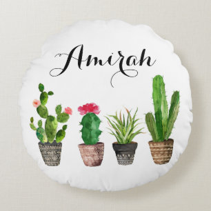 Boho Aquarellsikkulatur Custom Round Pillow Rundes Kissen