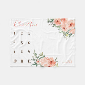 Boho Aquarellstein Peach Foto Propeller Fleecedecke