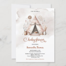 Boho Aquarellzelt geschlechtsneutral Elfenbeinrost Einladung