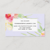 Boho Aquatercolor-Blume über Lavender Visitenkarte (Rückseite)