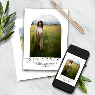 Boho Arch Abschluss Einladung 2 Fotos Weiß