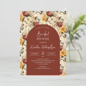 Boho arch Aquarell Terracotta-gelbe Wildblumen Einladung (Stehend Vorderseite)