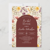 Boho arch Aquarellbord-gelbe Wildblumen Einladung (Vorderseite)