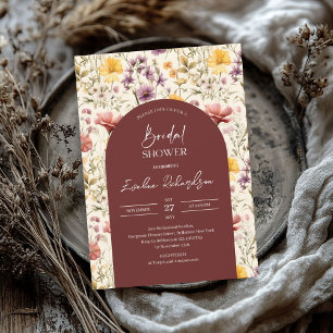Boho arch Aquarellbord-gelbe Wildblumen Einladung