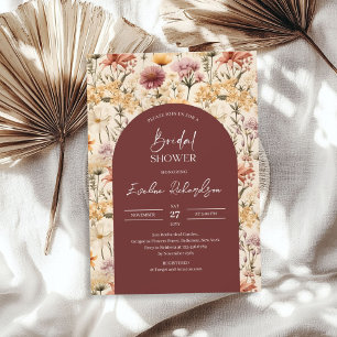 Boho arch Aquarellbord-gelbe Wildblumen Einladung