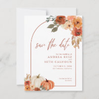 Boho Arch Autumn Pumpkin Floral Terracotta