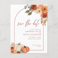 Boho Arch Autumn Pumpkin Terracotta Save the Date