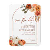 Boho Arch Autumn Pumpkin Terracotta Save the Date Magnet (Vertikal)