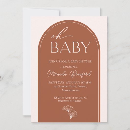Boho Arch Baby Shower Einladung (Vorderseite)
