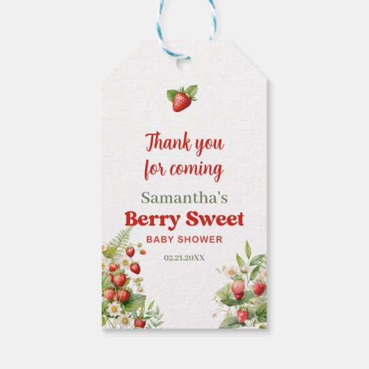 Boho Arch Berry Sweet Wild Strawberry vielen Dank Geschenkanhänger (Rückseite)