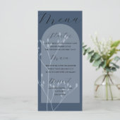 Boho Arch Blue Foliage Wedding Menu Menükarte (Stehend Vorderseite)