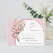 Boho arch blush peonies pampas grass rsvp card karte (Stehend Vorderseite)
