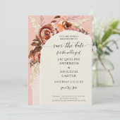 BOHO Arch BOHO Fall Blumenrot Pink Pampelgras Save The Date (Stehend Vorderseite)
