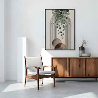 Boho Arch Botanical | Eukalyptus Neutrales Minimal Leinwanddruck