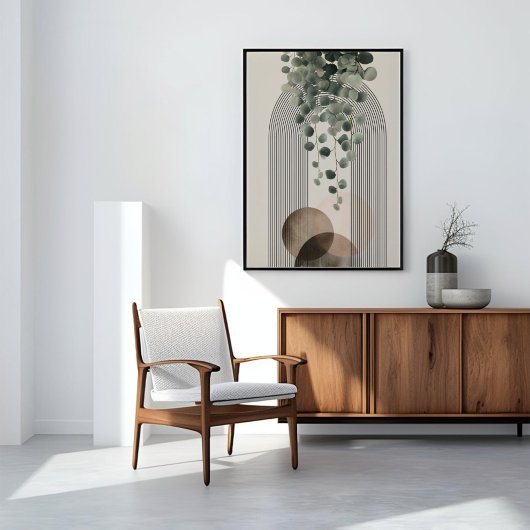 Boho Arch Botanical | Eukalyptus Neutrales Minimal Leinwanddruck