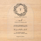 Boho Arch Botanische Akryllische Hochzeit Einladun Acryleinladungen (Vorderseite)