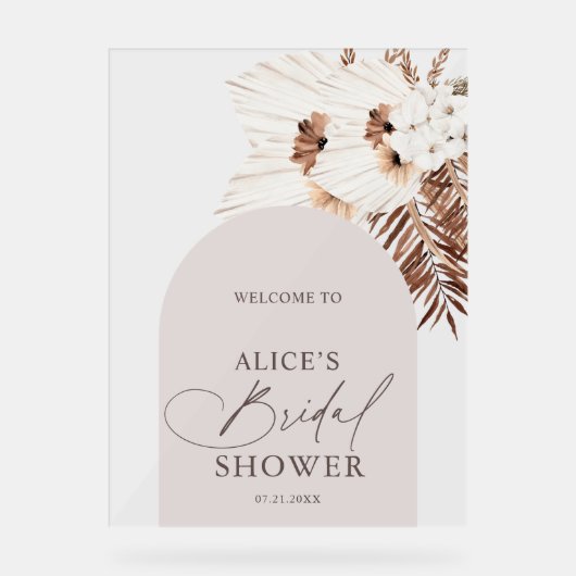 Boho Arch Brautparty Begrüßung Acrylschild (Vorderseite)