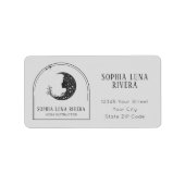 Boho Arch Celestial Crescent Moon Yoga Instructor Adressaufkleber (Vorne)