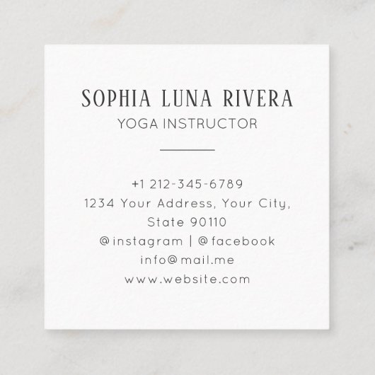 Boho Arch Celestial Crescent Moon Yoga Instructor Quadratische Visitenkarte (Rückseite)