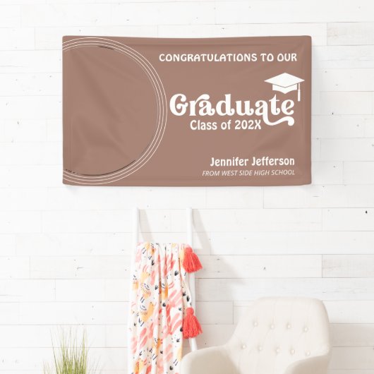 Boho Arch Chic Abschluss Erdtöne Dekoration Banner (Insitu)