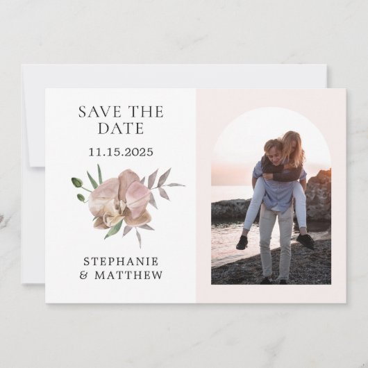Boho Arch Dusty Orchids Foto Wedding Save The Date (Vorderseite)