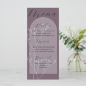 Boho Arch Dusty Plum Foliage Wedding Menu Menükarte (Stehend Vorderseite)