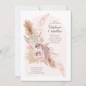 Boho Arch Dusty Rose Flowy Floral Wedding Einladung (Vorderseite)