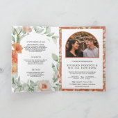 Boho Arch Earthy Floral All in One QR Code Wedding Einladung (Innenseite)