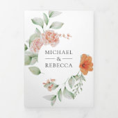 Boho Arch Earthy Floral QR Code Wedding Dreifach Gefaltete Einladung (Cover)