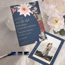 BOHO Arch Eleganter Marineschwarm in Roter Flora w