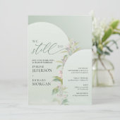 Boho arch eucalyptus blush Blume versprechen Erneu Einladung (Stehend Vorderseite)