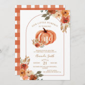 Boho Arch Fall Birthday Floral Einladung (Vorne/Hinten)