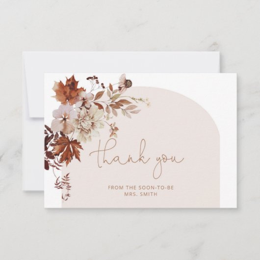 Boho arch fall Brautparty danke Karte (Vorderseite)